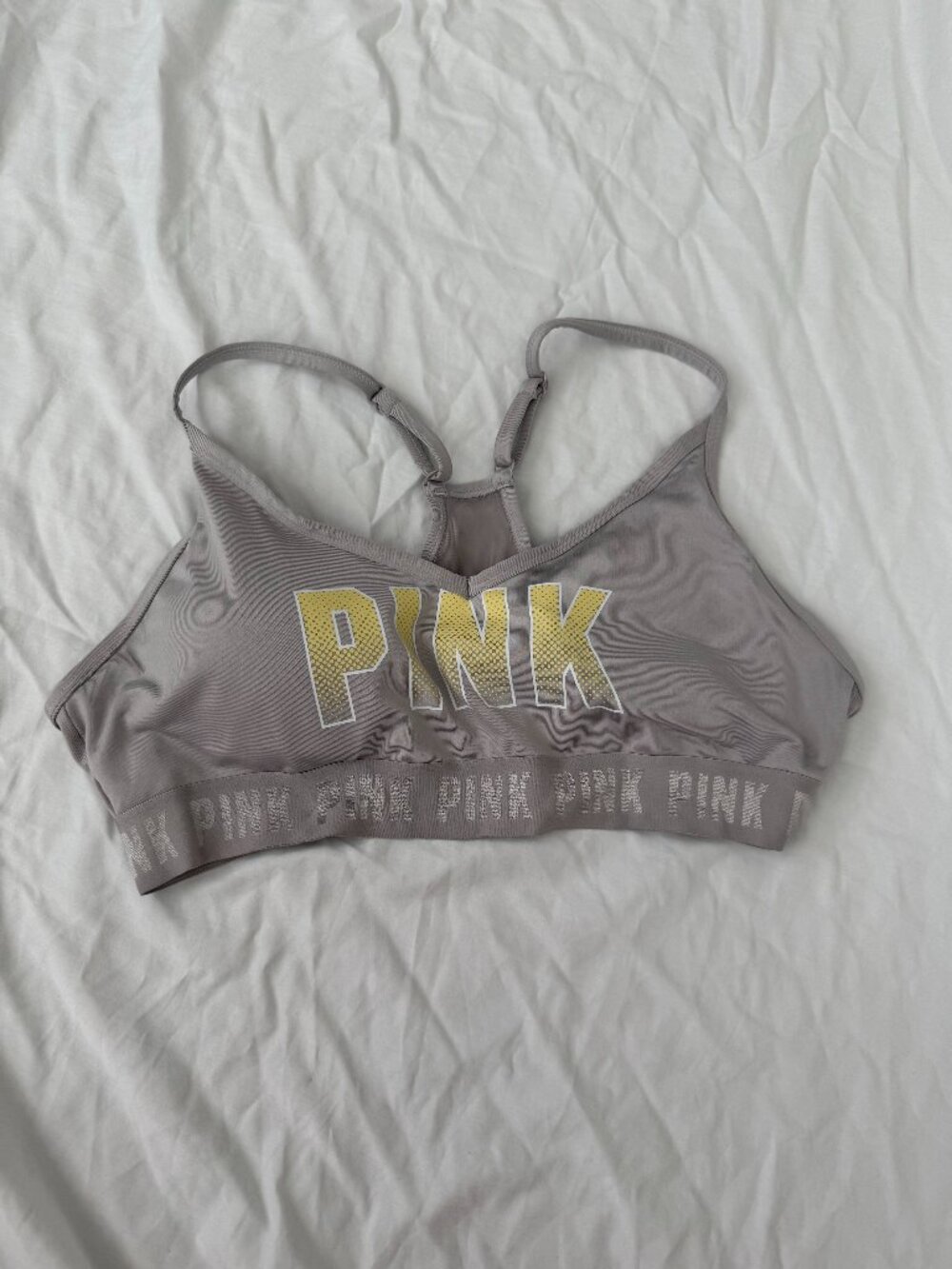 Victoria's Secret PINK Grey Sports Bra Gym Workout Lightly Lined